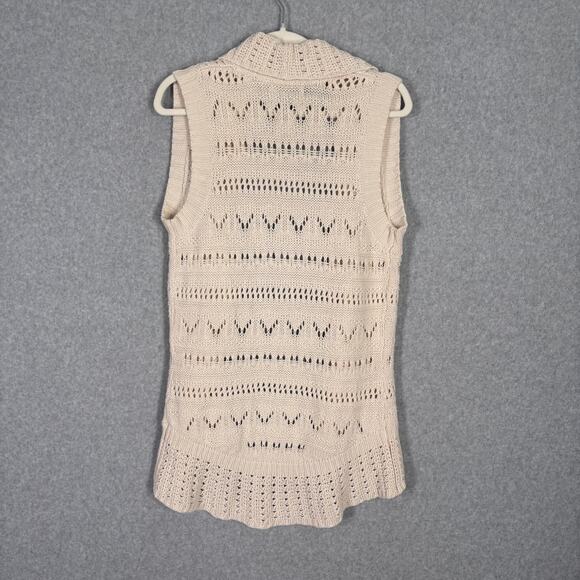 Sonoma Cardigan Vest Medium Cream Crochet Sheer Festival Farmhouse‎ Cottage Boho - Picture 7 of 9